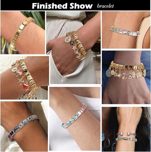 Italian Charms Only Silver Charm 8Pcs and Tools,Cherry Dog Heart Crystal 9mm Italian Modular Charm Bracelet Link Handmade DIY Module Jewelry Gifts in Saudi Arabia