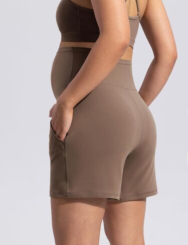POSHDIVAH Women's Creamluxe Maternity Yoga Shorts with Pockets Pregnancy Workout Running Pants Clothes 6"/9"/12" in Kuwait