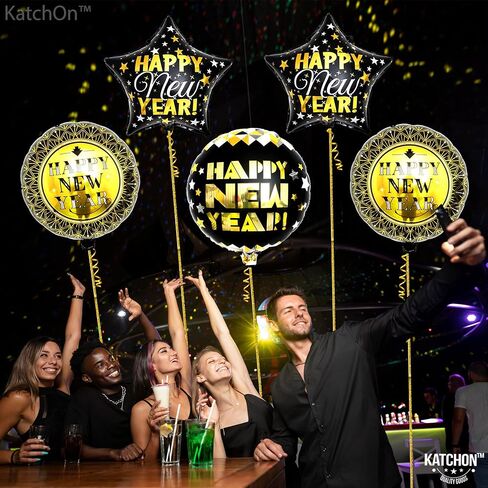 KatchOn, Happy New Year Balloons- Large 28 Inch, Pack of 5 | New Year Foil Balloons for NYE Decorations | New Years Eve Balloons for Happy New Year Decorations 2024 | New Years Eve Party Supplies 2024 in Kuwait