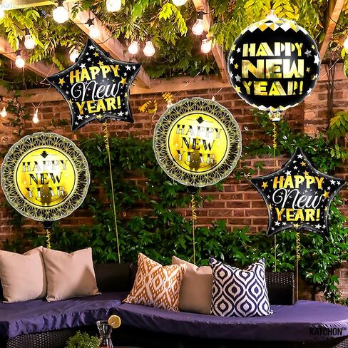 KatchOn, Happy New Year Balloons- Large 28 Inch, Pack of 5 | New Year Foil Balloons for NYE Decorations | New Years Eve Balloons for Happy New Year Decorations 2024 | New Years Eve Party Supplies 2024 in Kuwait