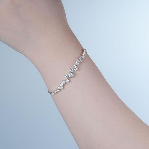 سوار رابط Moissanite للنساء ، 2.72CTTW D Color 925 Sterling Silver Silver Minimalist Layering Congening Jewelry for الزوجة أو الأم ، سلسلة قابلة للتعديل in Kuwait