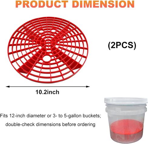 2 PCS Car Wash Bucket Inserts, Auto Detail Grit Gaurd Buckets Filter Helps Remove Dirt Debris, Dirt Guard Insert Wash Filter Fits 12 Inch Diameter Bucket or 3-5 Gallon Buckets (Black+Red) in Saudi Arabia