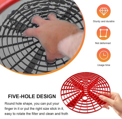 2 PCS Car Wash Bucket Inserts, Auto Detail Grit Gaurd Buckets Filter Helps Remove Dirt Debris, Dirt Guard Insert Wash Filter Fits 12 Inch Diameter Bucket or 3-5 Gallon Buckets (Black+Red) in Saudi Arabia