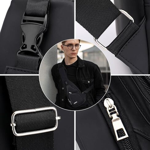 Peicees Mens Leather Crossbody Bag Trendy Sling Bag Man Purse Waterproof Sling Backpack Daypack Cross Body Chest Bag for Men in Saudi Arabia