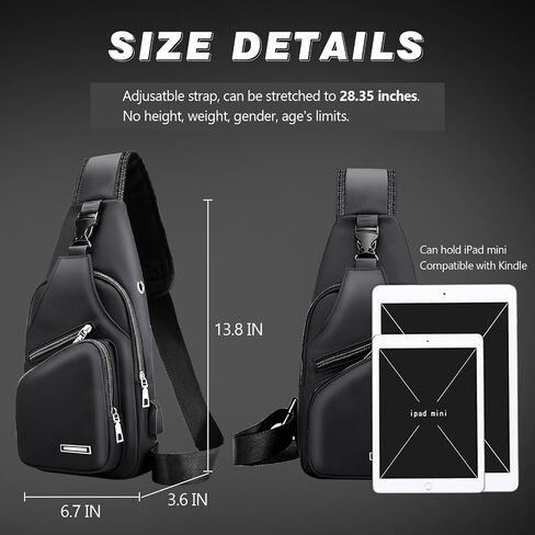 Peicees Mens Leather Crossbody Bag Trendy Sling Bag Man Purse Waterproof Sling Backpack Daypack Cross Body Chest Bag for Men in Saudi Arabia