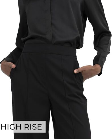 Off-White & Black Wide Leg Tuytsi Pants, Business Casual Trousers for Women in Saudi Arabia