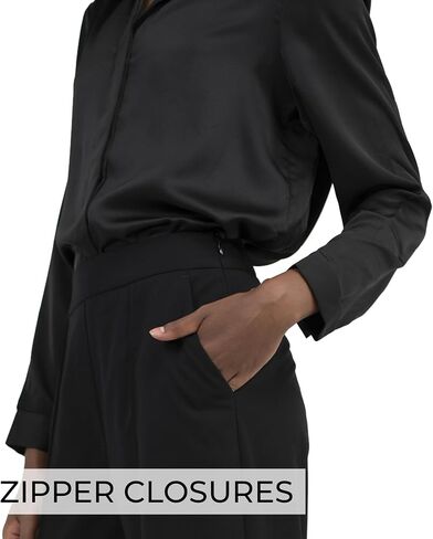 Off-White & Black Wide Leg Tuytsi Pants, Business Casual Trousers for Women in Saudi Arabia