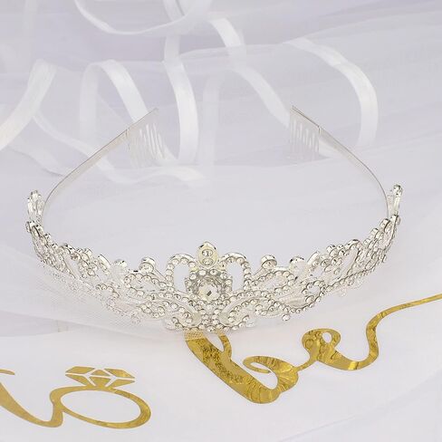 CIEHER Crystal Crown + Bride To Be Sash + Veil Set, Bachelorette Party Decorations in Saudi Arabia