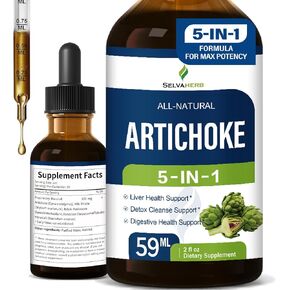 Artichoke Extract Drops for Liver Detox Cleanse & Repair, Milk Thistle 5-in-1 Optimized Herbal Formula, Liver Health Support Supplment w/Dandelion Horsetail & More, High Absorbtion. 2oz