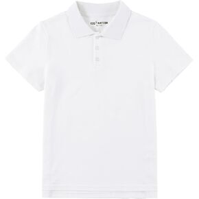 Kid Nation Boys Polo Shirts Girls Golf Shirt Uniform Performance Polo Shirt Kids Collared Shirt Quick Dry Short Sleeve Shirt Casual White 7-8 Years