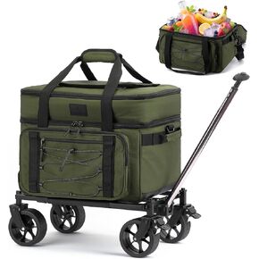 Extra Large Wheeled Portable Cooler Bag 85 Cans Double Deck Heavy Duty Rolling Insulated Cooler with All-Terrain Wheels Leakproof Tactical Soft Sided Cooler for Beach Camping Picnic Travel