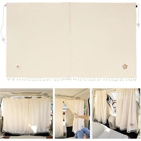 2 PCS ستائر خصوصية السيارة ، حماية شمس التقسيم الأمامي والخلفي وأغطية عزل الحرارة ، ستائر نائمة زهرة لطيفة مع ملحقات كوب شفط ، لسيارات سيارات سيارات الدفع الرباعي (البيج)