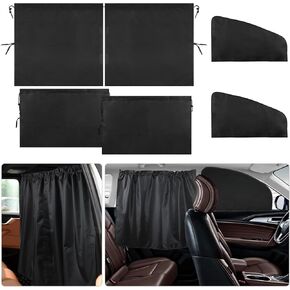 Set of 3 Car Curtains, 99% Light Blocking Car Privacy Curtains, 1 Privacy Divider Curtains & 2 Side Window Sun Shade for Sedan Truck SUV Camping Travel Sleeping Accessories