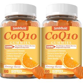 2 حزمة CoQ10 500mg Gummies - بالإضافة إلى أوميغا 3 ، المغنيسيوم ، فيتامين B3 والزنك - 3x امتصاص أفضل أنزيم Q10 لمكملات صحة القلب ، والطاقة الخلوية ومضادات الأكسدة ، والنباتي ، و non -gmo 120 التهم