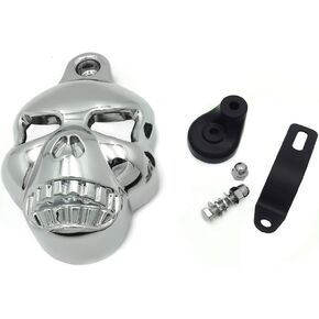 HTTMT- 1992-2014 H-D Motorcycles Chrome Skull Cowbell Horn Cover Compatible With Stock 'Cowbell' Horn Cover and ALL V-ROD'S [P/N: MT246-005-CD]