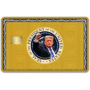 KCD Donald Trump Credit Card Skin Sticker – 3 Pack – Gold, Silver, Black Wrap Cover Decal – Donald J. Trump Face Design – MAGA Wallet Accessory – Trump Supporter Gift - CCS024 (Gold)