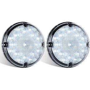 2PCS 17 LED 7 Inch Round LED Tail Light w/Inner Reflex Lens, Submersible Stop/Brake/Turn Signal/Parking Light for Semi Trucks, Trailers, Bus, RVs, and Heavy-Duty Vehicles, Fits 10-30V