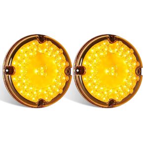 2PCS 47 LED 7 Inch Round LED Tail Light w/Inner Reflex Lens, Submersible Stop/Brake/Turn Signal/Parking Light for Semi Trucks, Trailers, Bus, RVs, and Heavy-Duty Vehicles, Fits 10-30V