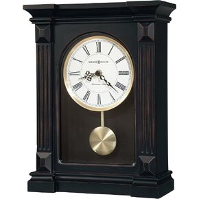 Howard Miller Mia Mantel Clock - Battery Operated Quartz Movement Analog Clock with Westminster Chime, Wooden Finish, Vintage Shelf Timepiece with Pendulum for Living Room, Bedroom, and Office Decor