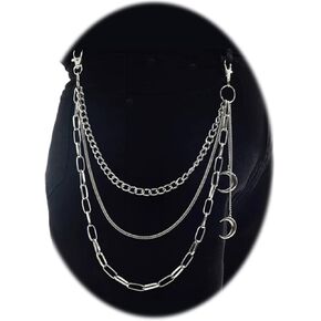 Pants Chain Men Women Jeans Belt chain Multilayers Moon Charm Wallet Chains Hip Hop Pants Chain Wallet Chain Shorts Chain
