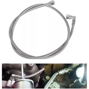 551871 60" Length Billet Steel Braided Turbo Oil Feed Line Length 4AN 90 Degree Straight Hose Straight PTFE line straight Hose End Pressure Stainless Remote Turbocharger