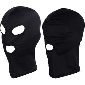 2pcs Open Eyes and Mouth Full Face Spandex Elastic Breathable Hood Mask for Halloween Cosplay Costume Unisex Adult