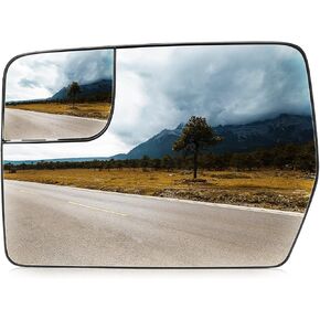 Left Driver Side Heated Mirror Glass Fits for Ford F-150 2011 2012 2013 2014 Blind Spot Convex Side View Replacement for BL3Z-17K707-E w/o Auto Dimming