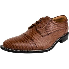 LIBERTYZENO Mens Plain & Lizard Print Genuine Leather Adults Lace Up Oxford Dress Shoes for Prom Graduation