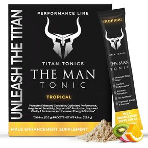 Extra Strength Male Enhancing Supplement Powder–Tongkat Ali, Maca Root, Beet Root, Horny Goat Weed, L-Citrulline–Nitric Oxide Booster & Testosterone Support for Men (Tropical-12 Sticks)