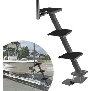 Timoss Heavy-Duty Boat Trailer خطوات مع مقبض طويل ، حصيرة مضادة للانزلاق ، 4 خطوات ، قارب باس ملائمة عالمي ، قارب عائم
