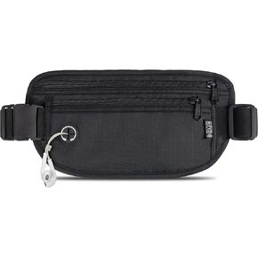 HOOMIL Travel Waist Pack for Men & Women - Adjustable Up to 47-Inch Waist, RFID-Blocking Fanny Pack for Travel, Hiking, Cycling, Fits All Smartphones - Black