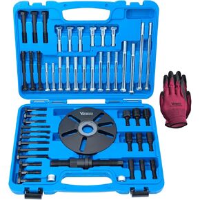 59 Pcs Harmonic Balancer Puller Removal & Installation Tool Kit, Flywheel Remover, Crankshaft Pulley Removal Steering Wheel Pulling Set, Compatible with Buick Regal, Lacrosse GL8, Firstland, etc.