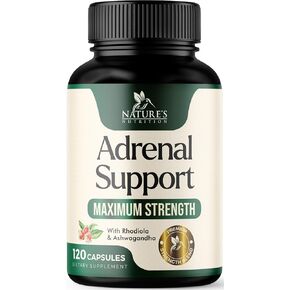 Adrenal Support Supplements - Ashwagandha & 10 Adaptogenic Herbs including Rhodiola Rosea, Holy Basil – Adrenal Supplement Support for Balanced Energy, Adrenal Fatigue, Calm, Relaxation – 120 Capsules