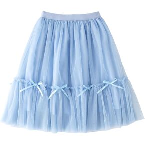 Jastore Girls High Weist Tulle تنانير A-Line Mesh Skirt Midi Tutu Vress