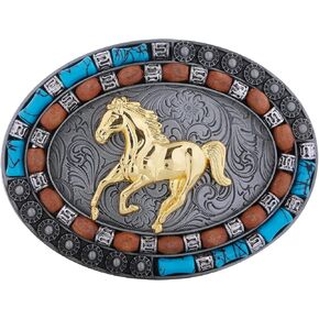 Btilasif Horse Belt Buckle,Long Horn Bull Western Cowboy Texas Rodeo Belt Buckle for Men Women