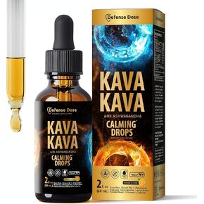 Kava Kava Ashwagandha Extract Liquid Drops - Calming Adaptogen Tincture Supplement with Valerian Root Passionflower Lemon Balm for Mood Sleep Stress Support - Alcohol-Free Vegan Gluten-Free Non-GMO