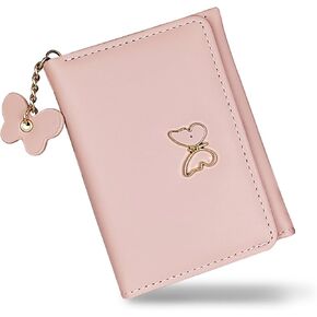 Card Holder Wallet, PU Leather Credit Card Wallet for Women and Girls, Multi Card Slots Womens Wallet Cute Wallet with Butterfly Pendant for Travel, Shopping, Dating (black)