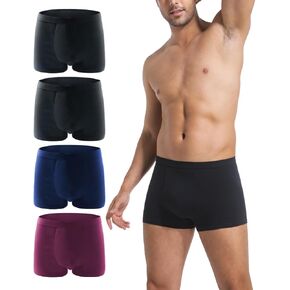 Men's Cotton Trunks Soft Stretch Underwear Comfort Fit Boxer Brief Style 4-Pack