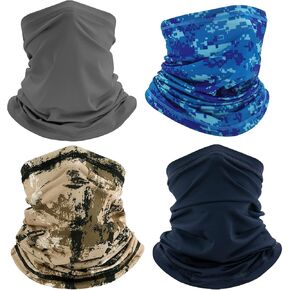 4 Pack Wind-proof Neck Gaiter Bandana Face Mask Sunscreen Cooling Breathable Scarf Thin，for Men Women Cycling
