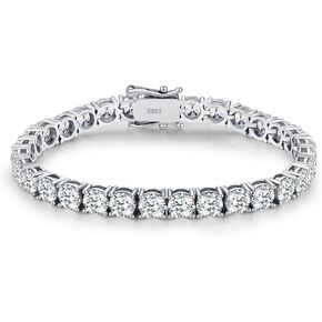 Moissanite Tennis Bracelet for Women, White Gold Plated 925 Sterling Silver Wedding Jewelry, 0.3ct(4mm) Diamond Tennis Bracelets with Gift Box(6/6.5/7/7.5 inch)