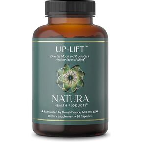 Natura Health Products Up-Lift Supplement - Encourages Positive Mood and Mental Outlook- Featuring Ashwagandha, St. John's Wart, Vitamins B6 & B12, L-tryptophan, Folate, L-tyrosine (90 Capsules)
