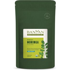Banyan Botanicals Powder Moringa Powder-Moringa Oleifera-Superfood Powder والمصدر الطبيعي للفيتامينات والمعادن*-1/2 رطل-نباتي غير محدد ورد ؛