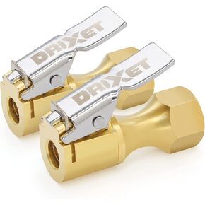 Air Chuck, Closed Flow Heavy-Duty Locking Tire Air Chuck, With Quick Connect, Solid Brass, 1/4 Inch Female NPT Thread, 250 PSI, Fits Most Air Hose, Air Inflators, - 2 in a Pack