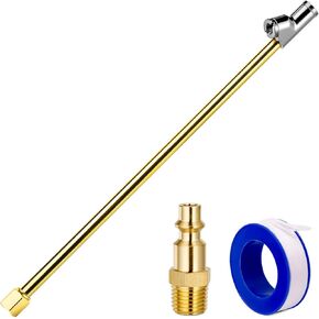 13'' Dual Head Air Chuck Set, Heavy Duty Extended Reach Tire Chuck w/Quick Plug for Semi Tire Inflation, 1/4" FNPT Straight Lock On Tire Inflate Chuck for Air Compressor Semi Truck RV Dually Tires