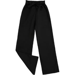 Milumia Girl Cute High Waist Flowy Wide Leg Dress Pants Palazzo Pants Casual Trousers
