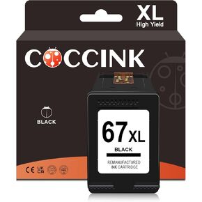 COCCINK 67XL Black Ink Cartridges for DeskJet 2723e 2742e 2755e 2752e 2800e 2842e 2852e 2855e Envy 6055e 6058e 6065e 6452e 6455e 6475e Printer Inkjet for HP 67 XL (1 Black)
