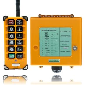 Industrial Remote Control GCJX-8S 12 Buttons 12V-440V Radio Remote Control Electric Lift Wireless Switch Transmitter Receiver Wireless Crane Hoist Controller 1 Transmiter 1 Receiver F23-A