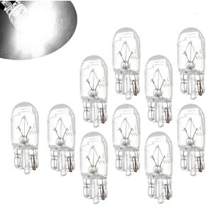 10 PCS CAR T10 168 192 12V 5W مؤشر مؤشر مؤشر ، 0.36 "× 1" عالية درجة الحرارة كوارتز كوارتز ، مؤشر عرض الهالوجين ، إكسسوارات الإضاءة ، للسيارات (بيضاء)