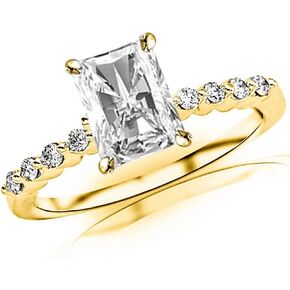 14K White Gold 1.15 Carat LAB GROWN DIAMOND Floating Prong Set Round Radiant Cut Diamond Engagement Ring (E-F Color VS2-SI1 Clarity 1 Ct Center)