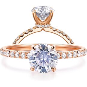 14K Gold Moissanite Engagement Ring 14K Solid Gold Comfort Fit 1ct D Color VVS Moissanite Engagement Rings for Women
